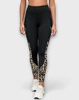 High-waisted leopard print training pants