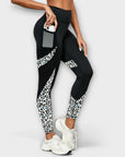 High-waisted leopard print training pants