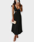 Elegant Midi Evening Dress with Pleats