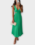 Elegant Midi Evening Dress with Pleats