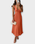 Elegant Midi Evening Dress with Pleats