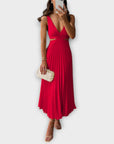 Elegant Midi Evening Dress with Pleats