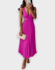 Elegant Midi Evening Dress with Pleats