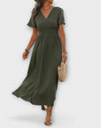 Heather - Elegant Boho Dress with V-Neck and Long Sleeves
