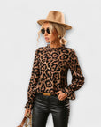 Kayla - Leopard blouse with pleated collar