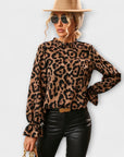 Kayla - Leopard blouse with pleated collar