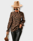 Kayla - Leopard blouse with pleated collar
