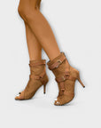 Elegant high-heeled sandals with open toes