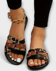 Leopard Cross-Strap Sandals