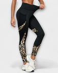 High-waisted leopard print training pants
