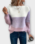 Clara - Elegant three-color patchwork sweater