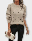 Ava – Casual long-sleeve knitted sweater with polka dot pattern