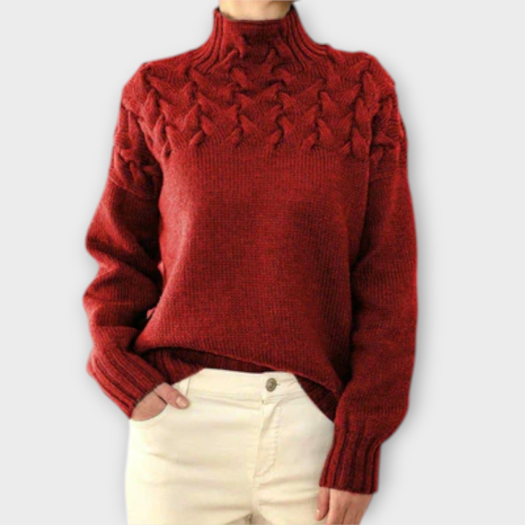 Eva - Women&#39;s Sweater with Cable Knit Detail