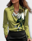 Shiny blouse with ruched collar