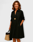 Modern shirt dress with collar and three-quarter sleeves