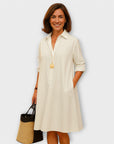 Modern shirt dress with collar and three-quarter sleeves