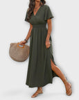 Heather - Elegant Boho Dress with V-Neck and Long Sleeves