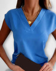 Women's V-Neck Summer Top with Loose Sleeves