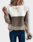 Clara - Elegant three-color patchwork sweater