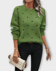 Ava – Casual long-sleeve knitted sweater with polka dot pattern