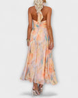 Halter Neck Watercolor Print Maxi Dress