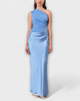 Elegant One-Shoulder Pleated Maxi Dress