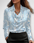 Shiny blouse with ruched collar