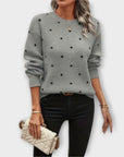 Ava – Casual long-sleeve knitted sweater with polka dot pattern