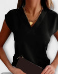 Women's V-Neck Summer Top with Loose Sleeves