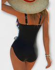 Fashionable highly elastic swimsuit with crisscross front detail