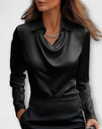 Shiny blouse with ruched collar