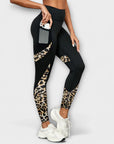 High-waisted leopard print training pants