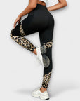 High-waisted leopard print training pants