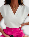 Women's V-Neck Summer Top with Loose Sleeves
