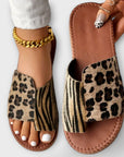 Chic Two-Tone Slide Sandals with Leopard Print