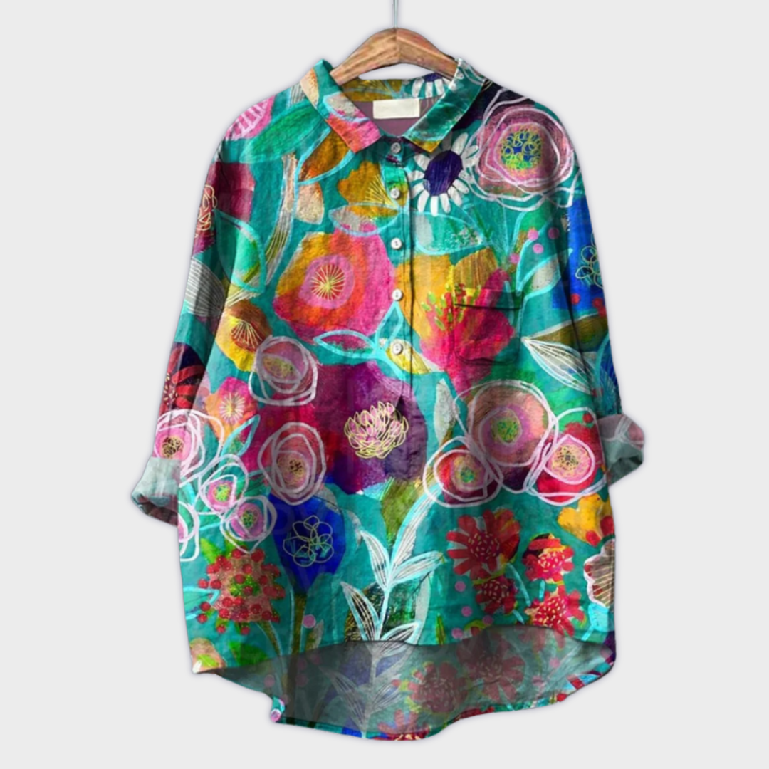Magdalena - Handmade Women&#39;s Blouse with Floral Design