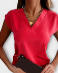 Women's V-Neck Summer Top with Loose Sleeves
