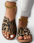 Chic Two-Tone Slide Sandals with Leopard Print