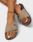 Margie - Women's Cork Slide Sandals with Buckle Strap Design