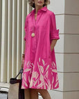 Modern shirt dress with collar and three-quarter sleeves