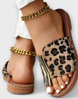 Chic Two-Tone Slide Sandals with Leopard Print