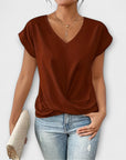 Eloise - V-Neck Top with Button Detail