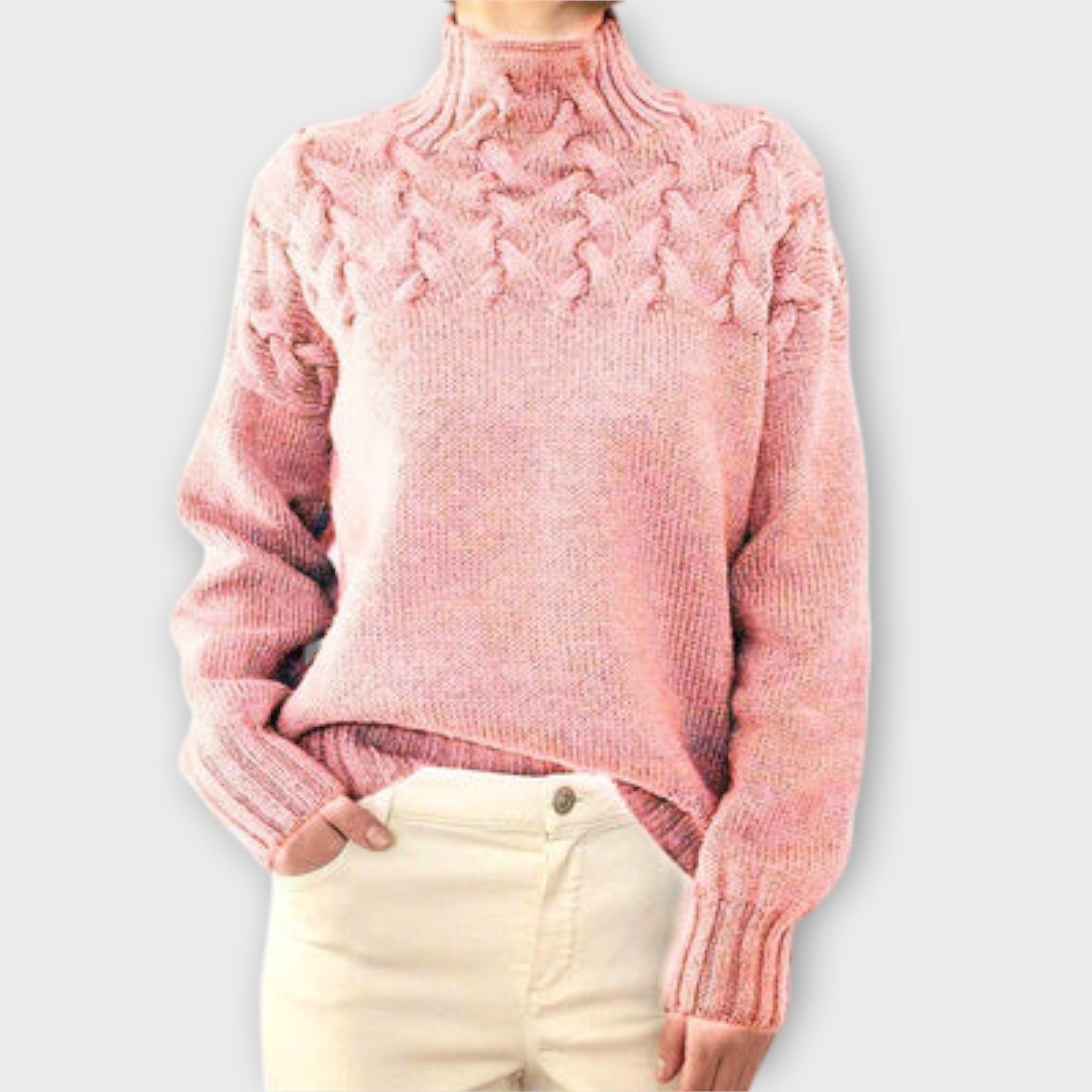 Eva - Women&#39;s Sweater with Cable Knit Detail