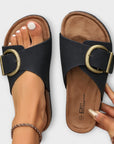 Margie - Women's Cork Slide Sandals with Buckle Strap Design