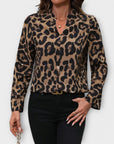 Casual Leopard Blouse with a V-Neck
