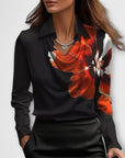 Shiny blouse with ruched collar