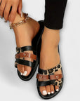 Leopard Cross-Strap Sandals