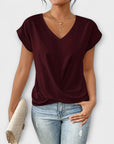 Eloise - V-Neck Top with Button Detail