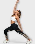 High-waisted leopard print training pants