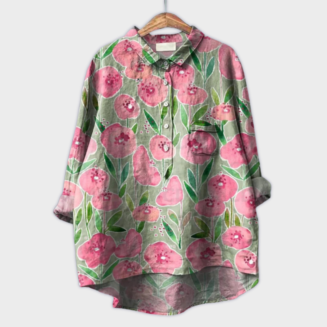 Magdalena - Handmade Women&#39;s Blouse with Floral Design